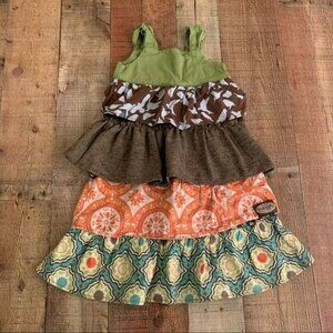 Persnickety Girls Ruffled Layered Dress M 3-4yr Multicolor Cotton Blend